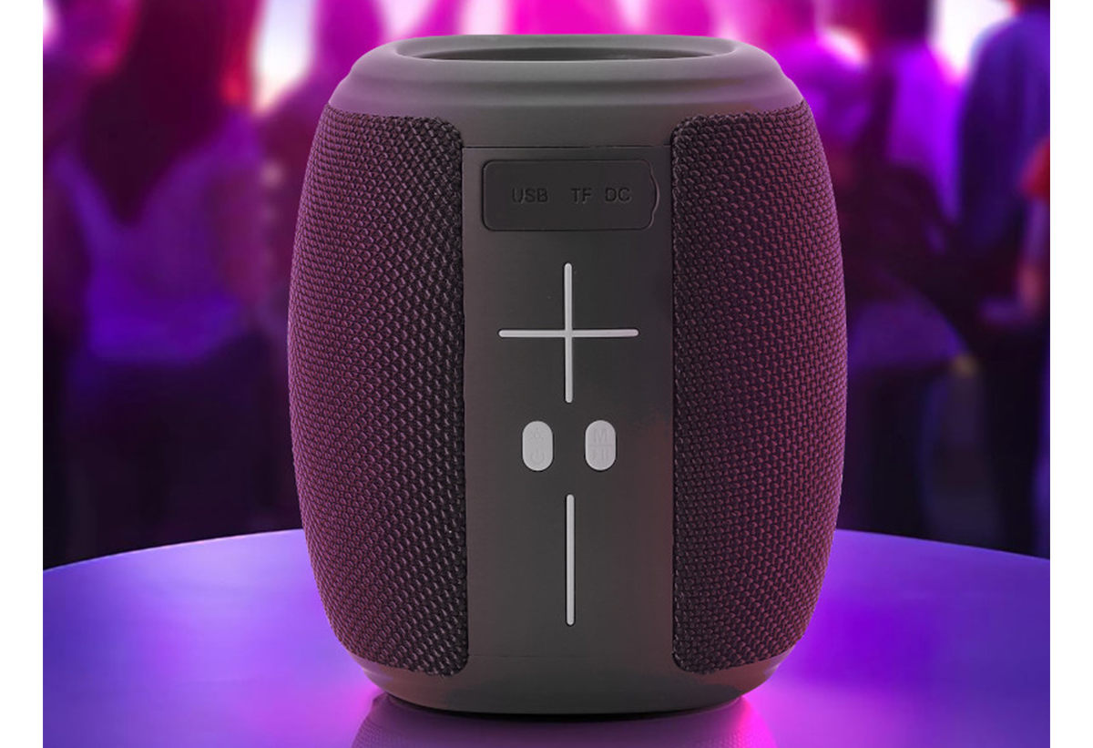 Απεικονίζεται το ηχείο σε τραπέζι σε πάρτι.